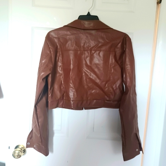 Brown Crop Moto Jacket - Picture 2 of 4